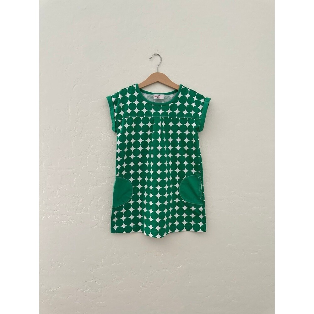 Hanna Andersson Girls Green Retro Style Dress Size 5/6